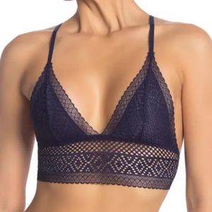 Shimera  Womens L Navy Blue Jade Longline Lace Bralette